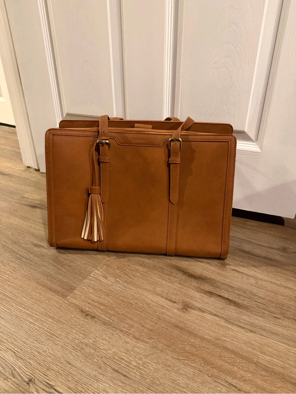Women's Laptop Tote Bag in Cognac Brown